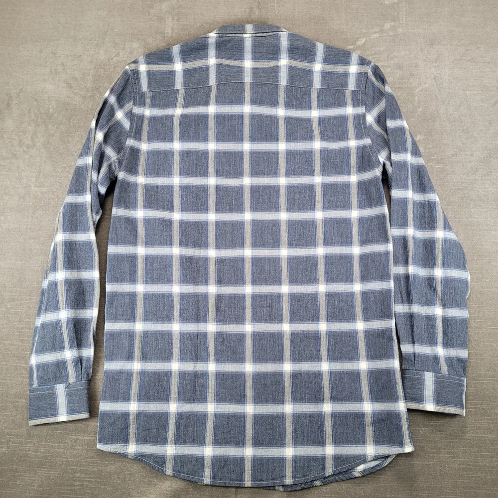 Lucky Brand Mens Medium Blue White Plaid Classic Fit Button Up Shirt Washed Worn